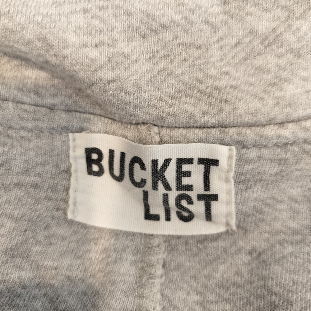 Bucket List Henley Sweatshirt Top Womens Small Oversized Raw Edge Boho Gray - Picture 6 of 7